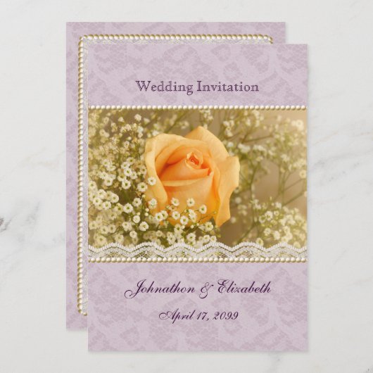 Peach and Lavender Roos Weddenschap Kaart (Voorkant / Achterkant)