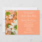 Peach and Lime Green Daisy Wedding Invitation Kaart (Voorkant)