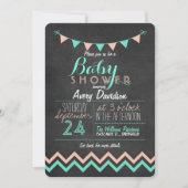 Peach and Mint Bunting Flag Chalkboard Baby shower Kaart (Voorkant)