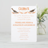 Peach and Oranje Bunting Wedding Invitations Kaart (Staand voorkant)