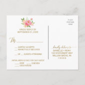 Peach and Pink Peony Flowers Menu Keuze RSVP (Achterkant)