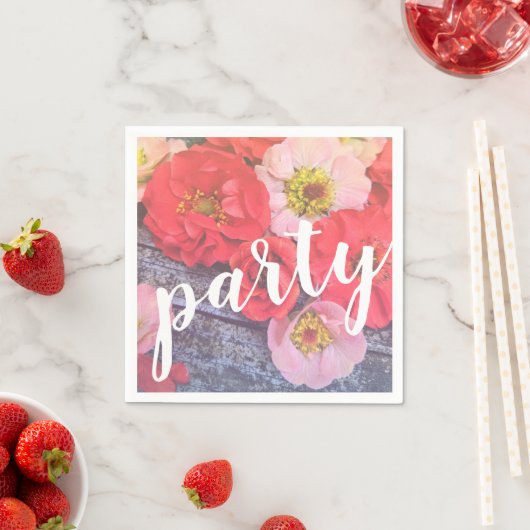 Peach and Poppy Party Napkin Servet (Insitu)