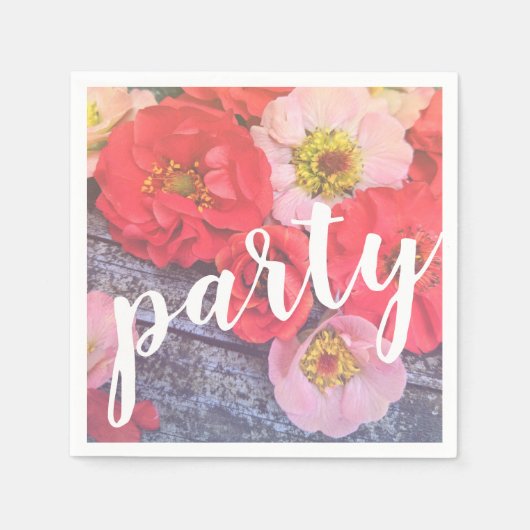 Peach and Poppy Party Napkin Servet (Voorkant)