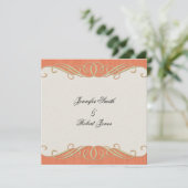 Peach and Sage Elegant Scroll Wedding Invitation Kaart (Staand voorkant)