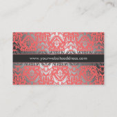 Peach and Silver Elegant Damask Patroon Visitekaartje (Achterkant)