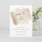 Peach and Terracotta Brush Strokes Minimal Wedding Save The Date (Staand voorkant)