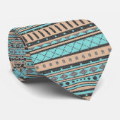 Peach and Turquoise Aztec Pattern Stropdas (Opgerold)