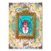 Peach and Turquoise Chic Victoriaans Beetle Specim Foto Afdruk (Voorkant)