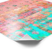 Peach and Turquoise Weathered Paint Polka Dot. Foto Afdruk (Hoek)