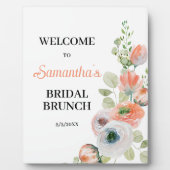 Peach and White Floral Bridal  Brunch Welcome  Fotoplaat (Voorkant)
