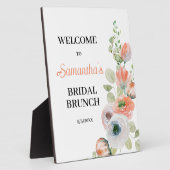 Peach and White Floral Bridal  Brunch Welcome  Fotoplaat (Zijkant)
