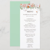 Peach and White Floral Wedding Dinner Menu (Voorkant / Achterkant)