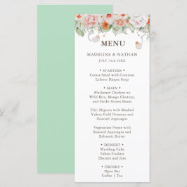 Peach and White Floral Wedding Dinner Menu