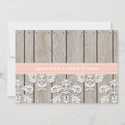 Peach and White Hydrangea Mason Jar Vrijgezellenfe Kaart (Achterkant)