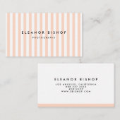 Peach and White Pinstripes Pattern Modern Visitekaartje (Voorkant / Achterkant)