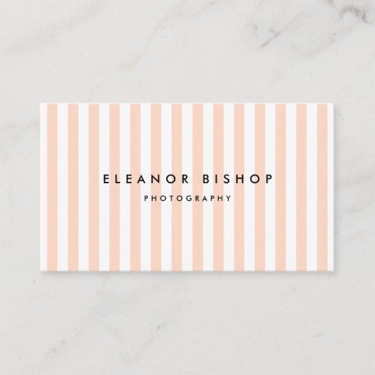 Peach and White Pinstripes Pattern Modern Visitekaartje (Voorkant)