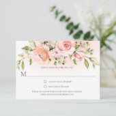 Peach and White Roses Greenery Colorwash RSVP (Staand voorkant)