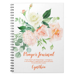 Peach and White Roses Greenery Prayer Journal Notitieboek