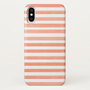Peach and White Stripe iPhone X Hoesje