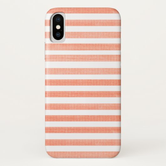 Peach and White Stripe iPhone X Hoesje (Achterkant)