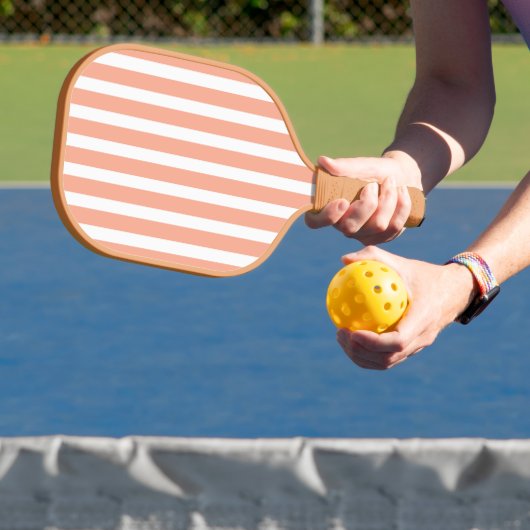 Peach and White Striped Pickleball Paddle (Insitu)