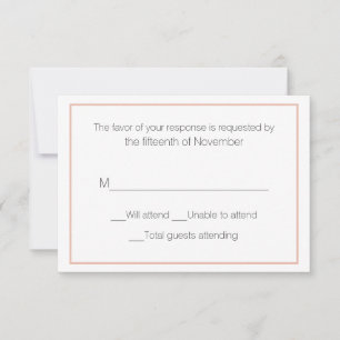 Peach and White Wedding Response Card RSVP Kaartje