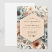 Peach Angelic Spring Wedding Kaart (Voorkant / Achterkant)