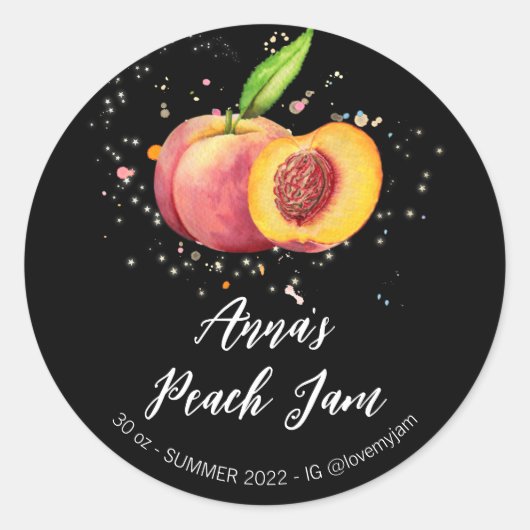 *~* Peach AP30 Homemade Jam Jelly PReserves Ronde Sticker (Voorkant)