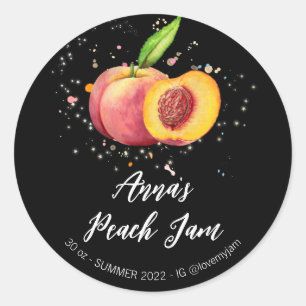 *~* Peach AP30 Homemade Jam Jelly PReserves Ronde Sticker