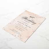 Peach apricot 60th verjaardagsfeestje roos gold folie uitnodiging (Gedraaid)