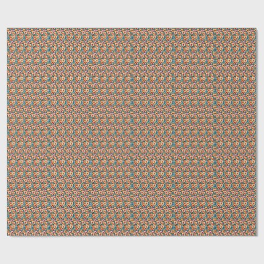 Peach Apricot and Mauve Floral Cadeaupapier (Vlak)
