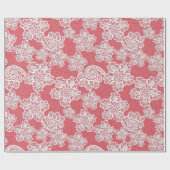 PEACH APRICOT LACE PATTERN WRAPPING PAPER GIFT CADEAUPAPIER (Vlak)