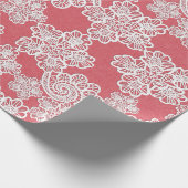 PEACH APRICOT LACE PATTERN WRAPPING PAPER GIFT CADEAUPAPIER (Hoek)