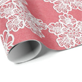 PEACH APRICOT LACE PATTERN WRAPPING PAPER GIFT CADEAUPAPIER (Rol Hoek)