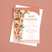 Peach Apricot Peony Baby shower Kaart