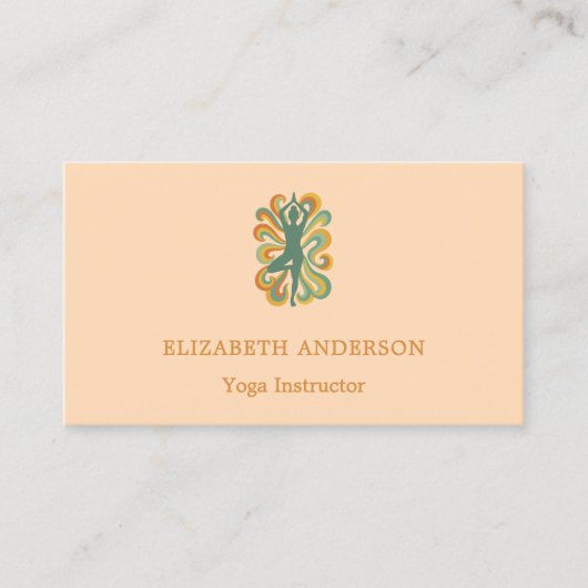 Peach apricot Yoga pose Instructor Visitekaartje (Voorkant)