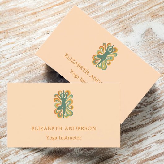 Peach apricot Yoga pose Instructor Visitekaartje