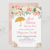 Peach April Shower brengt de Uitnodiging van de Mo (Voorkant / Achterkant)