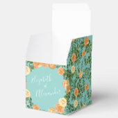 Peach Aqua Blauwgroen Weddenschap Rozen Floral Bedankdoosjes (Geopend)