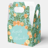 Peach Aqua Blauwgroen Weddenschap Rozen Floral Bedankdoosjes (Geopend)