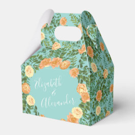 Peach Aqua Blauwgroen Weddenschap Rozen Floral Bedankdoosjes