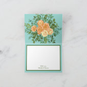 Peach Aqua Blauwgroen Weddenschap Rozen Floral Bedankkaart (Binnen)