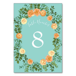 Peach Aqua Blauwgroen Weddenschap Rozen Floral Kaart