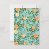 Peach Aqua Blauwgroen Weddenschap Rozen Floral Kaart (Achterkant)