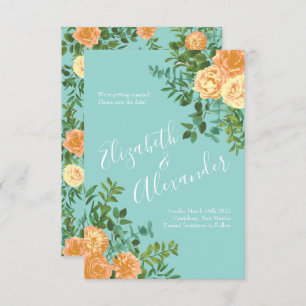 Peach Aqua Blauwgroen Weddenschap Rozen Floral Kaart