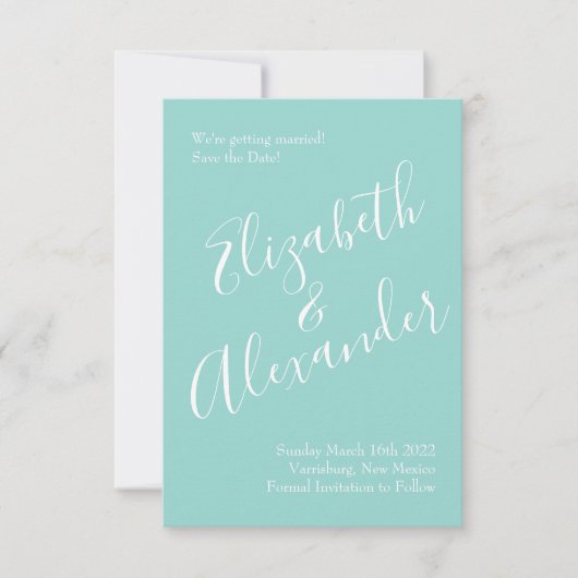 Peach Aqua Blauwgroen Weddenschap Rozen Floral Kaart (Voorkant)