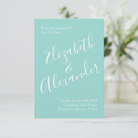 Peach Aqua Blauwgroen Weddenschap Rozen Floral Kaart (Staand voorkant)