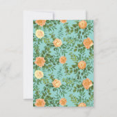 Peach Aqua Blauwgroen Weddenschap Rozen Floral Kaart (Achterkant)