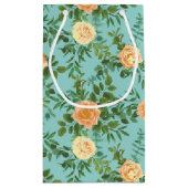 Peach Aqua Blauwgroen Weddenschap Rozen Floral Klein Cadeauzakje (Achterkant)