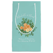 Peach Aqua Blauwgroen Weddenschap Rozen Floral Klein Cadeauzakje (Voorkant)